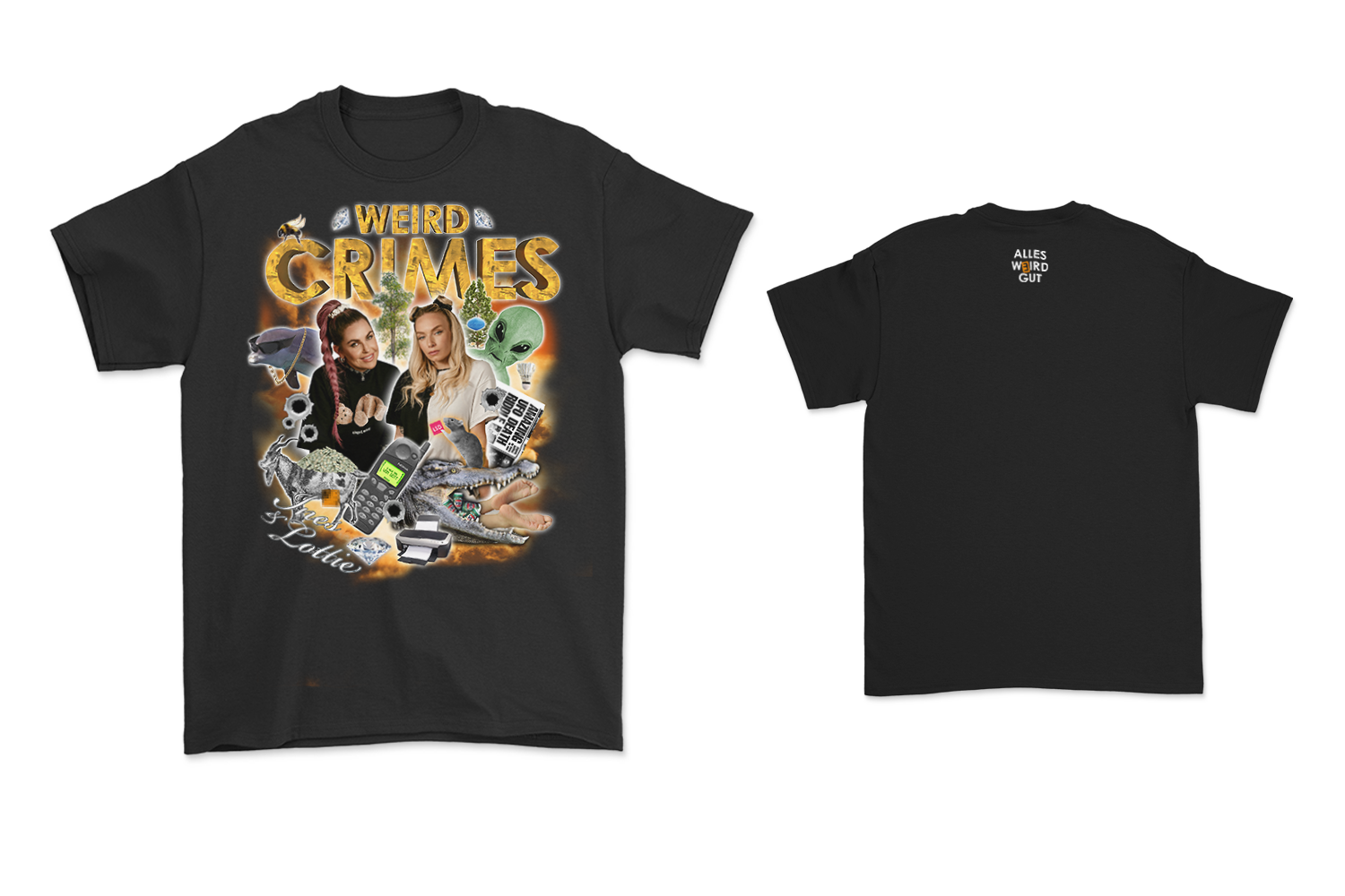   T-Shirt, Bootleg, schwarz 